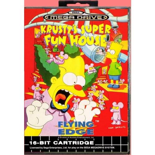 Krustys super fun house 16 Bit MD Game card with Retail Box For Sega Genesis & Mega Drive