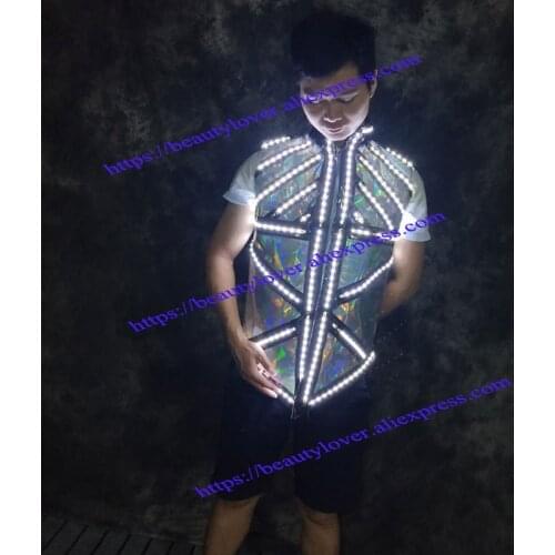 Lumious jacket Future Tech Warrior Vest space show light up laser costume stage Colorful led coat dress robot suit