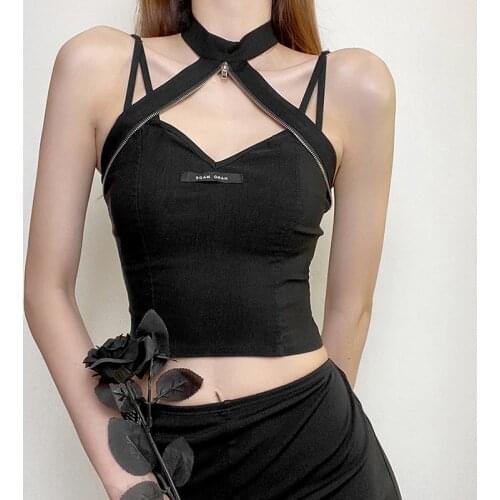 Fashion New Summer Solid Color Stitching Hollow Out Halter Slim Sexy Navel Top