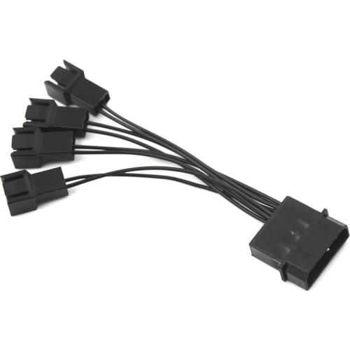 Multi 4 Way 3 Pin Computer Power Splitter Cable Fan Connector Durable Black Cable Extension Splitter Adapter