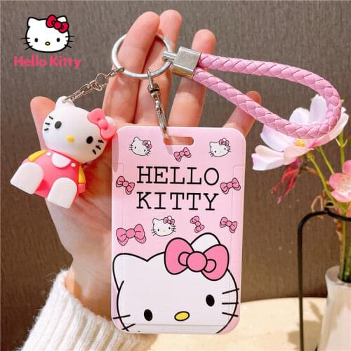TAKARA TOMY Hello Kitty Girl Cartoon Shuttle Kindergarten Badge ID Card Set Bus Work Permit Student Work Card Lanyard