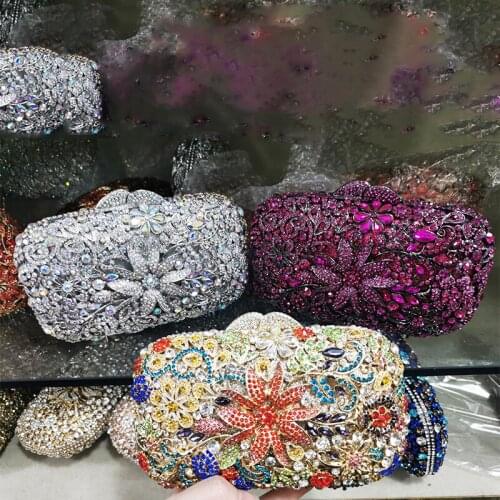 2021 New Fashion Flower Rhinestone Diamond Evening Bag Clutch Best Quality Womens Wedding Bridal Clutches Handbags Mini Bags