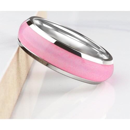 New Fashion Stainless Steel Cambered Surface Fluorescence Ring Copper Material Trinket