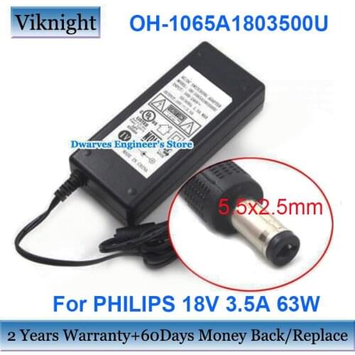 Genuine DC 18V 3.5A Switching Adapter Charger For PHILIPS Power Supply OH-1065A1803500U 1065A1803500U2 AS851/10 63w ac adapter