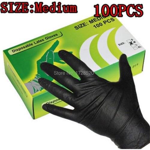 Hot 100Pcs 50Pairs M Size Disposable Tattoo Latex Black Gloves For Tattoo Gun Needle Ink Tips Grips Kits
