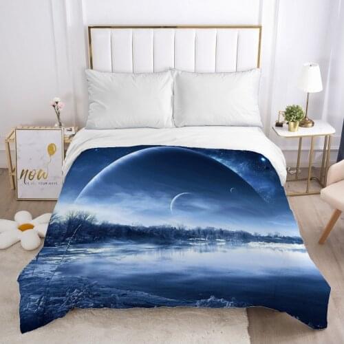 Galaxy Duvet cover Quilt/Blanket/Comfortable Case Double King Bedding 240*220 240x260 Black for Home Grey planet
