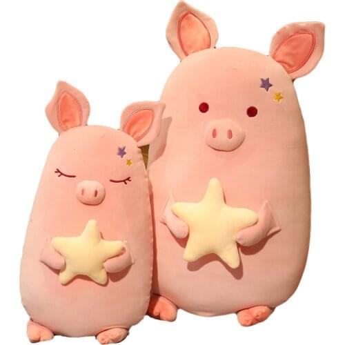 45cm 65cm 80cm fluffy pig pillow stuffed big size pink pig soft doll pig plush toy for girl home decor birthday gift for child
