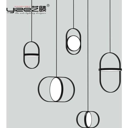 Nordic Modern Line Pendant Lights Designer Dining Room Bedroom Bedside Restaurant Arched Living Room Ring Hanging Lamps Fixture