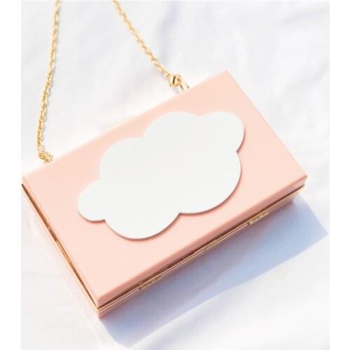 Lovely women Acrylic Box Chains Lady flaky clouds Shoulder Bags purse MINI bag evening clutch bags luxury designer bags