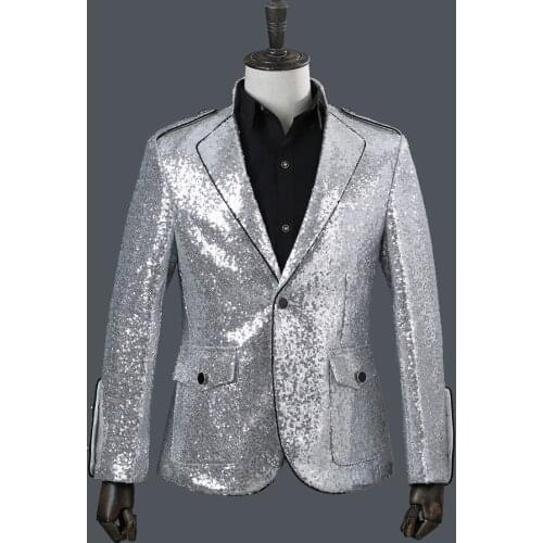 S-3XL!!! 2018 The sequined collared top DJ singer nightclub costume moderated the coat bar show gown
