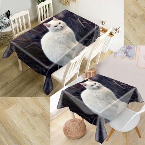 HEARMNY Cute Cat Tablecloth 3D Oxford Fabric Square/Rectangular Dust-proof Table Cover For Party Home Decor TV Covers