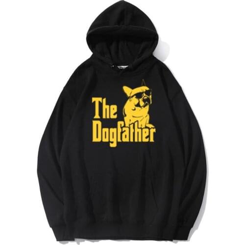 The Dogfather Dog Dad Hoodies French Bulldog Funny Autumn Men Cotton Harajuku Long Sleeve O Neck Streetwear Pullover Top EU Size