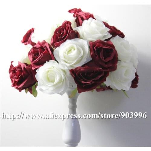 SPR 2018 New!!silk wedding centerpiece decoration Rose flowers candlestick table centerpiece flower decoratio Free shipping