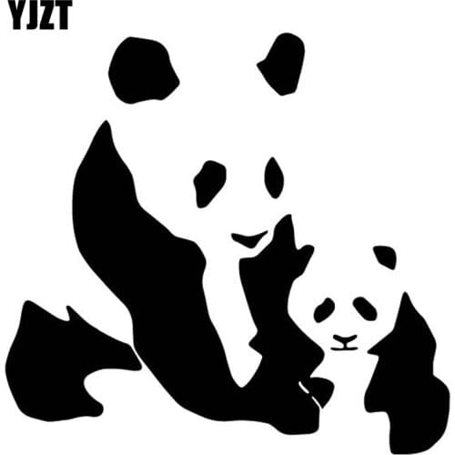 YJZT 16.1CM*15.2CM Lovely Panda Car Door Decoration Cartoon Car Sticker Vinyl Decal Black/Silver C4-2052