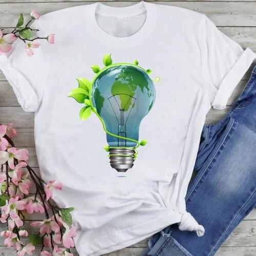 Women Sweet 90s Green Life Cute Trend Cartoon Summer Fashion Print Short Sleeve Lovely Clothes Tops Tees Tshirt T-Shirt