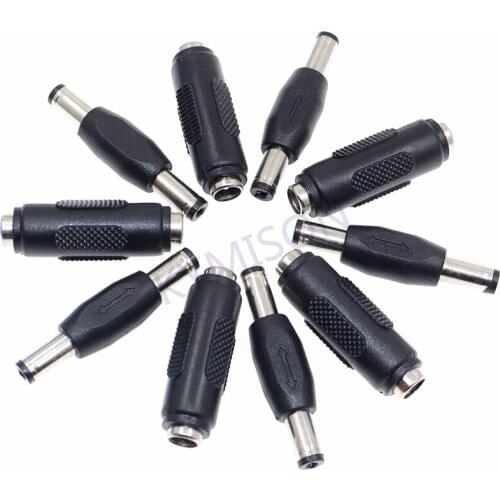 10Pcs DC 5.5*2.1mm / 5.5x2.1 mm Male To Male Power Socket Connector CCTV Female to Female Panel Mounting Jack Adaptor