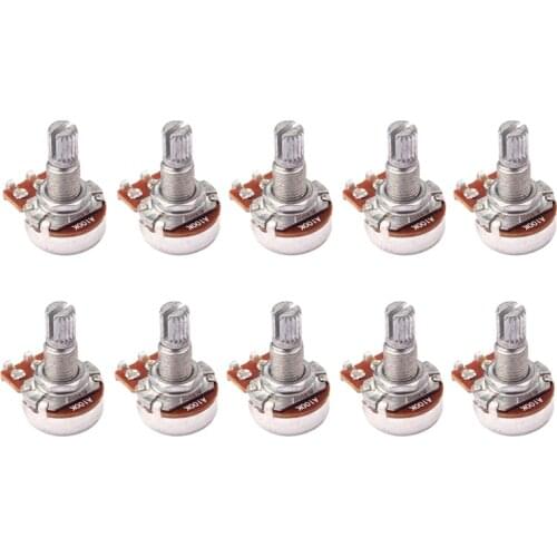 10Pcs Guitar Bass Volume Tone Control Pots Potentiometer Switch A100K