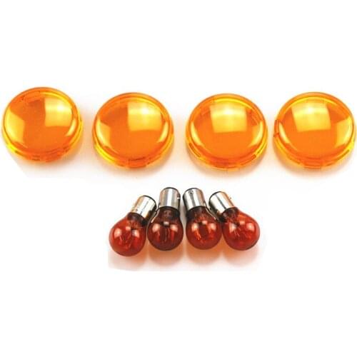 4x Motorcycle Turn Signal Light Indicator Lens Cover & Blub Kit For Harley Dyna Softail Sportsters XLL883