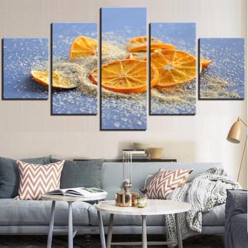 5 Pieces Orange Canvas Posters Dried Fruit Pictures Painting For Home Kitchen Decor Fresh Wallpapers Modern Furniture Art