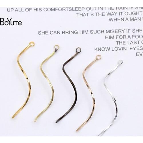 BoYuTe (100 Pieces/Lot) 1*50MM Metal Brass Earring Accessories Wave Bar Diy Handmade Material Jewelry Findings