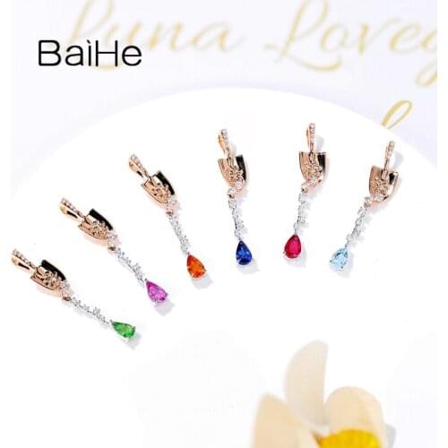 BAIHE Solid 18K Rose Gold Tsavorite/Pink sapphire/orange sapphire/sapphire/Ruby/aquamarine Fine Jewelry pendant Women бижутерия