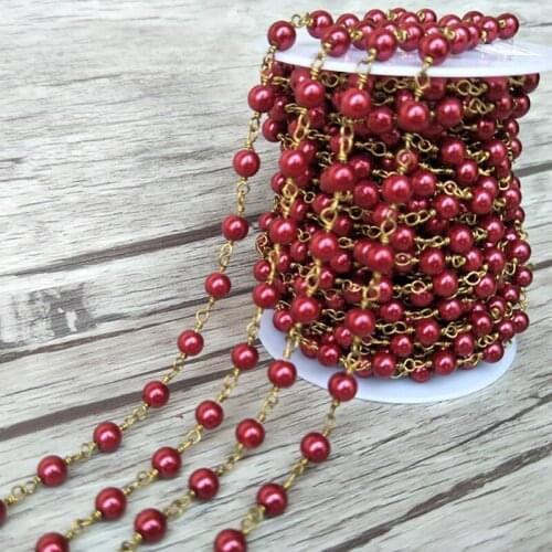 5 metres /lot Handcrafted chain jewelry Finding,pearl Beaded Chains,DIY necklace hand chain jewelry finding LZ33