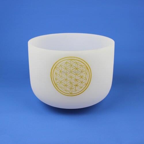 The Flower of Life design 8 inch 7 Chakras tones healing Crystal Singing Bowl