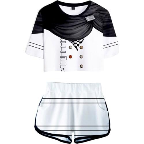 Danganronpa Kokichi Oma Cosplay Costume Kokichi Oma Top Shorts Tracsuit Two Piece Sets for Wpmen