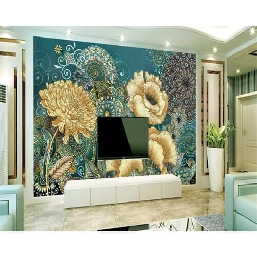Diantu Custom 3D photo wallpaper hand-painted vintage floral wallpaper living room TV background Silk 3d wallpaper mural