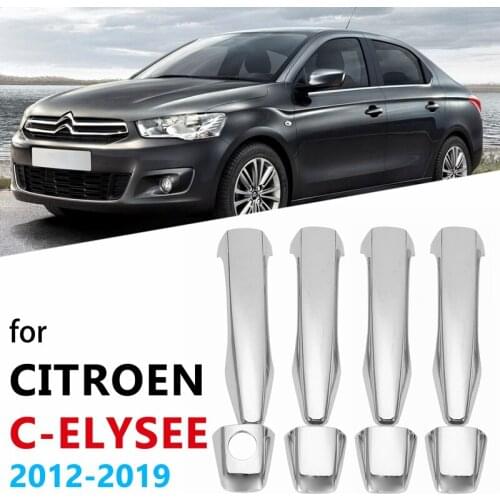 For Citroen C-Elysee 2012-2019 ABS Chrome Outside Exterior Door Handle Protector Cover Trim Decoration Molding Styling
