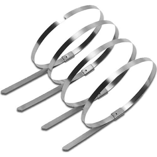 20pcs 8x150/200/300/350/450mm Stainless Steel Cable Ties, Locking Metal Zip-Exhaust Wrap Coated Multi-Purpose Locking Cable Ties