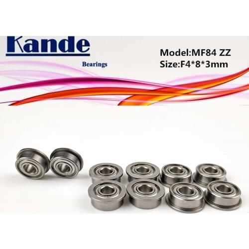 Kande Bearings 10PCS MF84ZZ MF84Z MF84 MF84 ZZ MF84 Miniature Flange Bearing F4*8*3mm