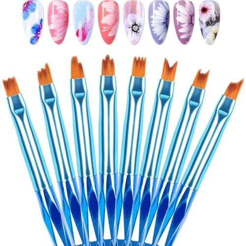 8PC/Set DIY Nail Brush Nail Painting Brush Nail Designs Draw Lines Flowers Patterns Manicure Pen Tool