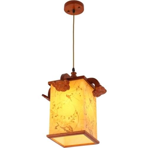Single-head Chinese Vintage Pendant Lights Dining Room Wood Art Antique Restaurant Lantern Aisle Balcony Hanging Lights Lighting