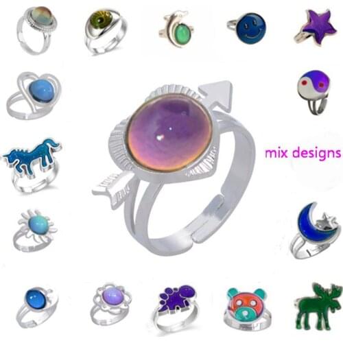 Super quality mood ring mix design change color ring to the temperature of your blood 100pcs/lot