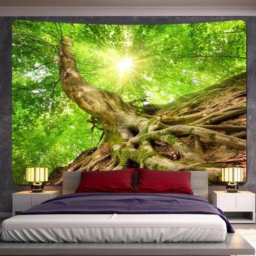 Forest Psychedelic Scene Home Decor Tapestry Bohemian Decor Hippie Sheets Background Cloth Yoga Mat Tapestry