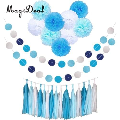 MagiDeal Tissue Paper PomPom Circle Banner Tassel Garland Set Wedding Birthday Anniversary Party Decoration Photo Prop