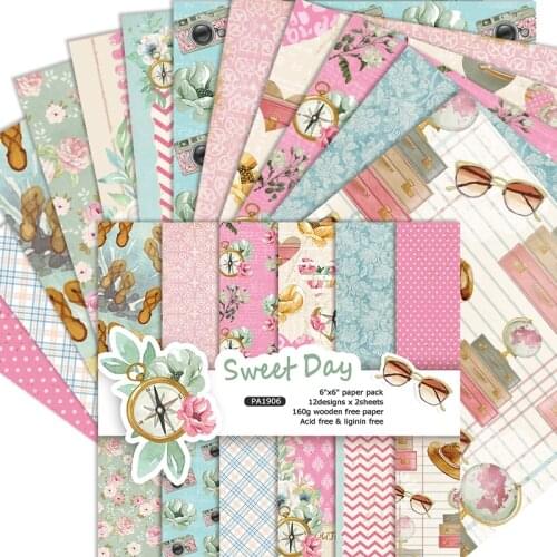 Sweet Day 24 sheet 6"X6" Scrapbooking design patterned paper pack handmade craft paper craft Background pad AlinaCraft