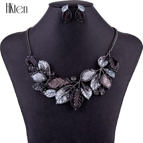 MS1504748 Fashion Jewelry Sets High Quality Necklace Sets For Women Jewelry Multicolored Crystal Resin Leaf Design Party Gift