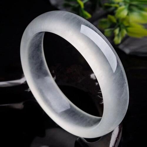 Natural Chinese Ice Silk Jade Hand-carved Wide Band Bracelet Fashion Boutique Jewelry Men and Women Ice Silk Bracelet