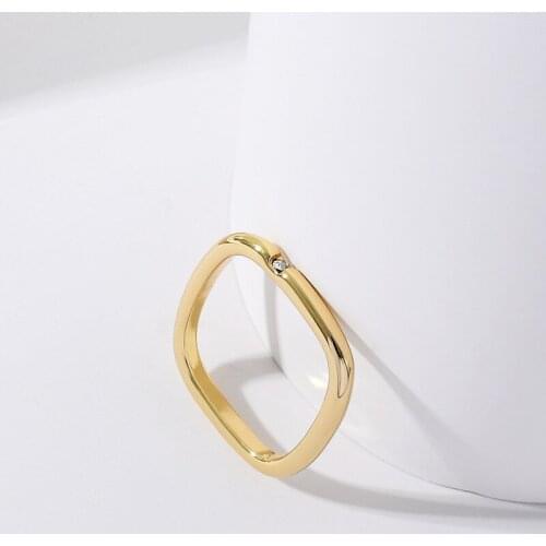 2021 New Korea Fashion Rhinestone Square Ring for Woman Golden Square Element Circle Couple Rings Gift Jewelry Wholesale