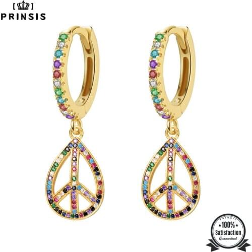 2020 New Fashion Earrings Top Quality Peace Colour Cz Crystal Charms Hoop Earrings For Women Man Girls Korean Jewelry P005