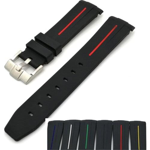 Mens rubber strap 20mm pin buckle watch accessories for Rolex GMT ghost king Ancon waterproof silicone strap women band