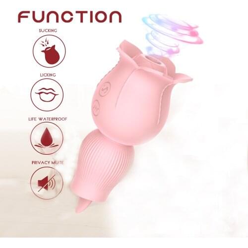 Rose Flower Sucking Tongue Licking Vibrator Sex Toy for Women Intimate Goods Clitoral Stimulation Nipple Massage Erotic Products