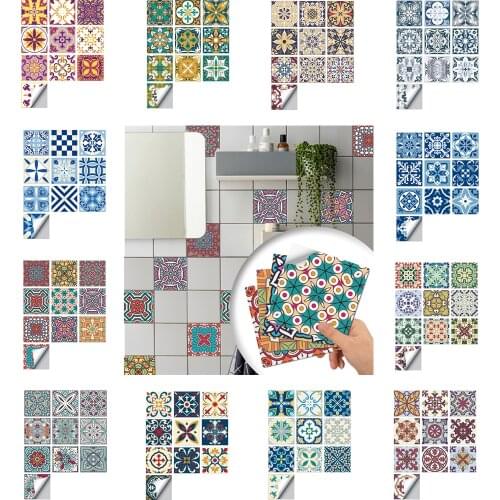 Removable Peel PVC Decals Vintage Wallpaper Retro Mural Home Decoration 3d Waterproof Tile Stickers Kitchen Wall Self-adhesive