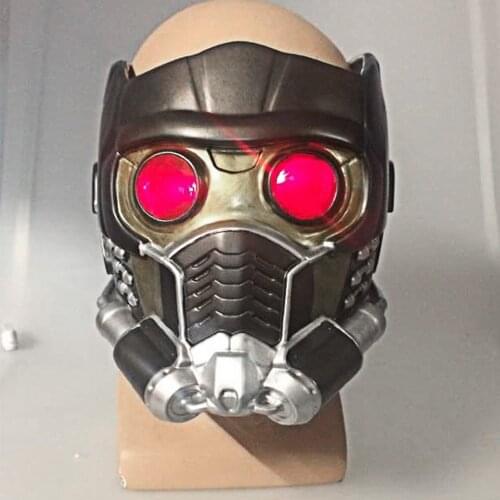 Cos Guardians of the Galaxy Helmet Cosplay Peter Quill Helmet PVC with Led Light Star Lord Helmet Halloween Party Mask Adults
