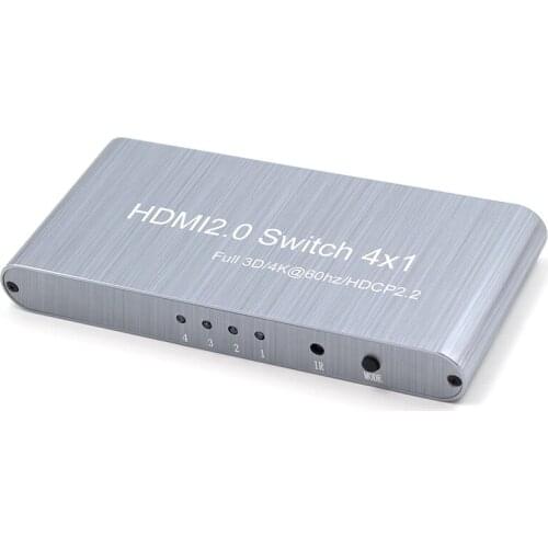 Wiistar HDMI 2.0 Splitter 4x1 Switch Switcher 4 In 1 Out Support 4K*2K 60Hz HDCP 2.2 Full HD 3D for Blu-ray DVD