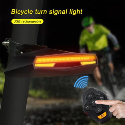 USB Cycling Taillight Wireless Remote Control Bicycle Rear Lamp Turning Signal Bike Seatpost Light