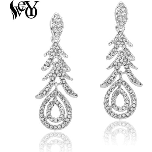 VEYO Trendy Full Rhinestone Hollow out Elegant Earrings for Women Fashion Jewelry Gift