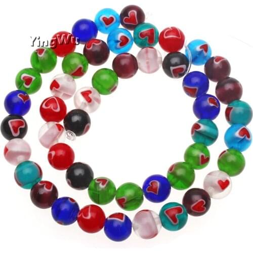 Yingwu Free shipping 46-48pcs Beautiful Bead Millefiori Glass Beads 6mm Mix Color Round Loose Beads